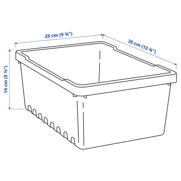 UPPSNOFSAD Контейнер - чёрный 35x25x14 см/9 л - схема-чертеж с размерами