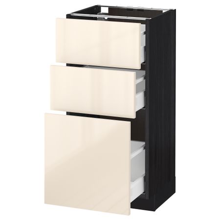 Напольный шкаф с 3 ящиками МЕТОД / МАКСИМЕРА, черный, Рингульт кремовый