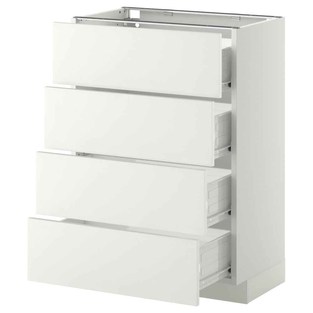Напольный шкаф 4 фронтальных панели, 4 ящика МЕТОД / ФОРВАРА, белый, Хэггеби белый - схема-чертеж с размерами
