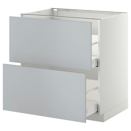Напольный шкаф 2 форнтальных, 2 высоких ящик, 80x60 см, белый, Veddinge серый IKEA METOD МЕТОД, MAXIMERA МАКСИМЕРА 699.163.77