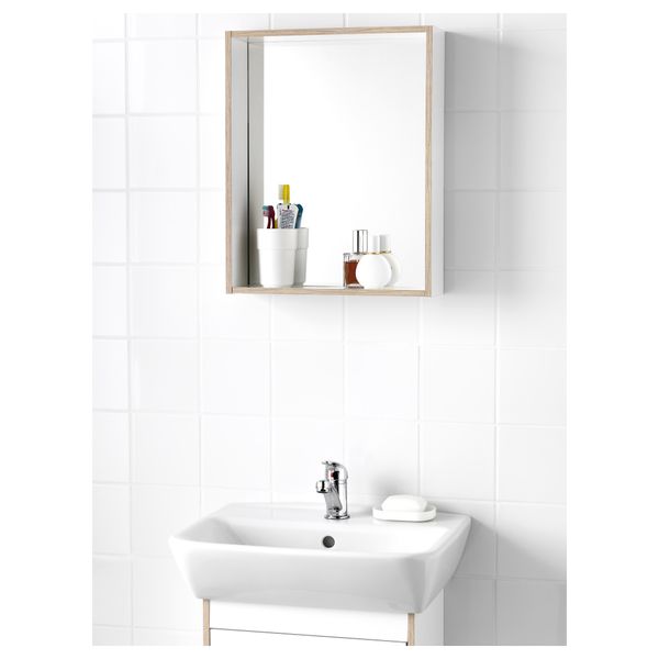 Зеркало с полкой ТИНГЕН, белый, под ясень (40x12x50 см) - фото 3