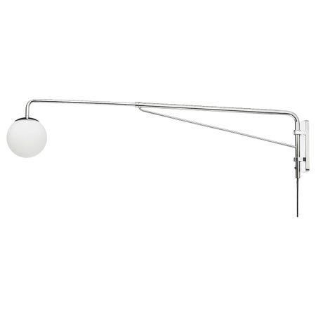 Бра с поворотным штативом, хромированный/молочный стекло IKEA SIMRISHAMN СИМРИСХАМН 104.390.95