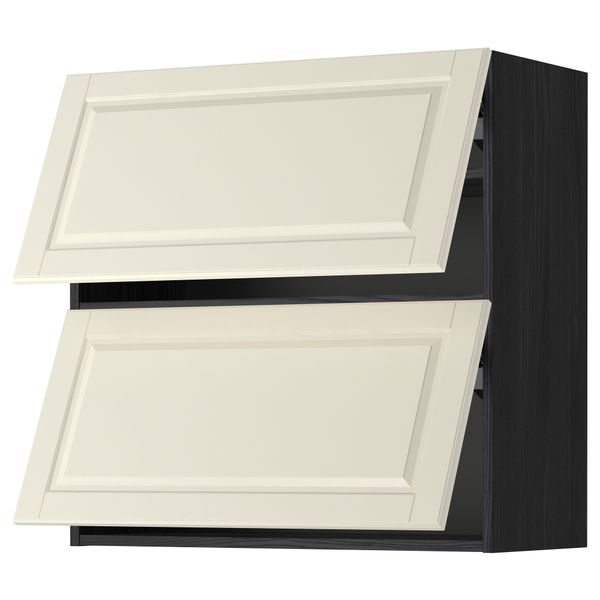 Навесной шкаф, 2 дверцы, горизонтальный МЕТОД, черный, Будбин белый с оттенком - схема-чертеж с размерами