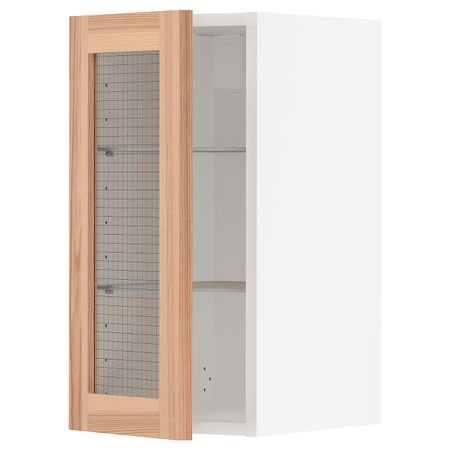 Навесной шкаф/полки/стеклян дверца, белый/Торхэмн ясень 30x60 см IKEA METOD МЕТОД 394.471.89