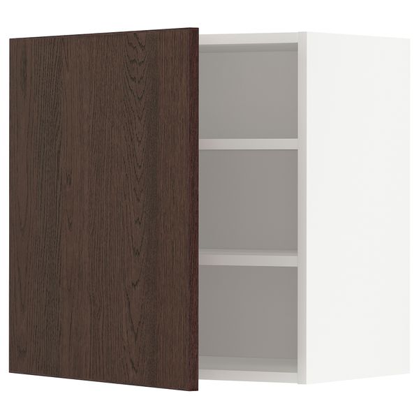 Навесной шкаф с полками, белый, Sinarp коричневый, 60x60 см IKEA METOD МЕТОД 794.570.15 - фото 2
