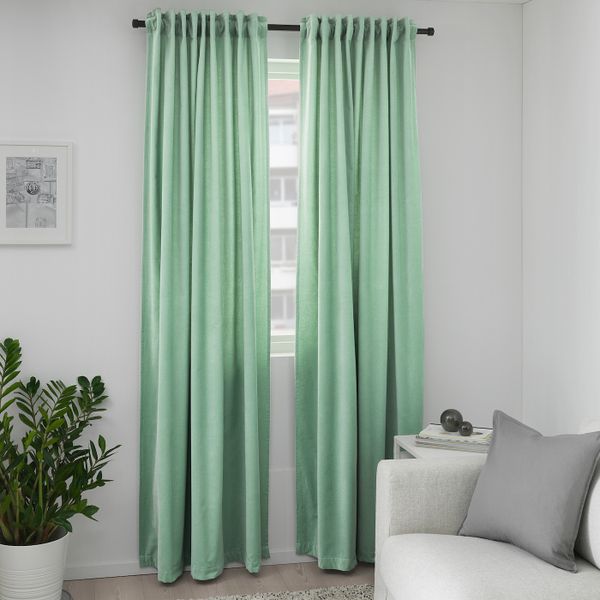 Затемняющие гардины, 1 пара, светло-зеленый 140x300 см IKEA SANELA САНЕЛА 804.189.09 - схема-чертеж с размерами