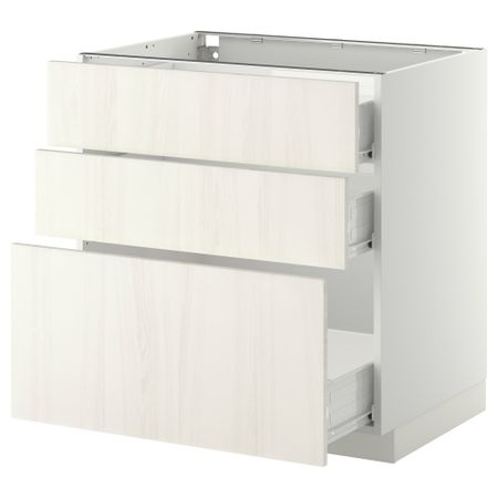 Напольный шкаф с 3 ящиками МЕТОД / ФОРВАРА, белый, Росдаль белый