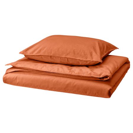 ÄNGSLILJA Пододеяльник и наволочка - красно-коричневый 150x200/50x60 см