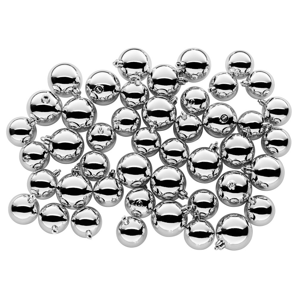 Украшение шар, 45 шт. ВИНТЕР 2017, серебристый - фото 1