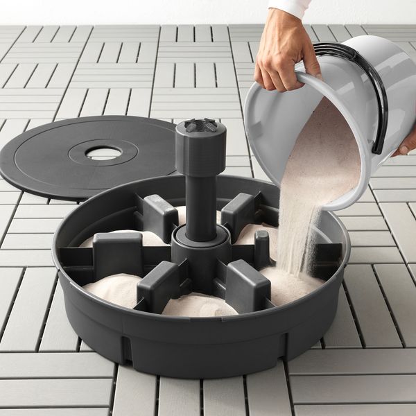 Зонт от солнца с опорой, 300 см, бежево-зеленый, Grytö темно-серый IKEA KUGGÖ КУГГЁ, LINDÖJA ЛИНДЭЙА 994.135.44 - схема-чертеж с размерами