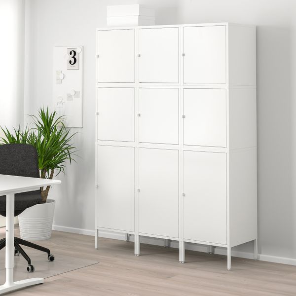 Комбинация для хранения с дверцами, белый 135x47x192 см IKEA HÄLLAN ХЭЛЛАН 992.766.84 - фото 2