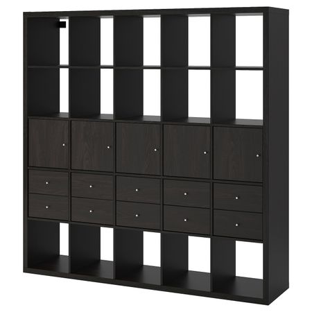 Стеллаж с 10 вставками, черно-коричневый 182x182 см IKEA KALLAX КАЛЛАКС 292.783.37