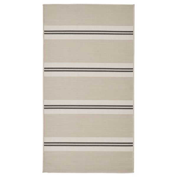 Ковер безворсовый, для дома, улицы, белый, бежевый, темно-серый, 80x150 см IKEA VIRKLUND 005.179.46 - фото 1