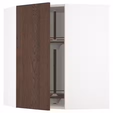 METOD Углов навесн шкаф с вращающ секцией - белый/Sinarp коричневый 68x80 см