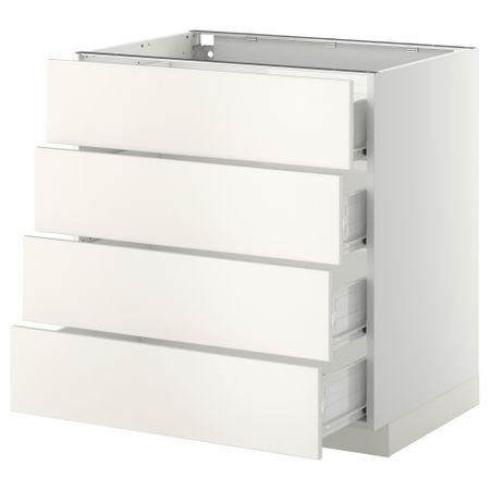 Напольный шкаф 4 фронтальных панели, 4 ящика МЕТОД / ФОРВАРА, белый, Веддинге белый