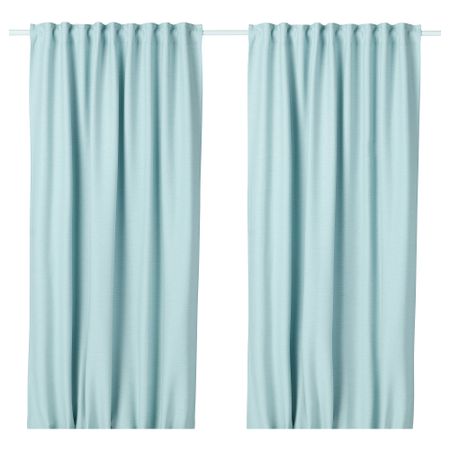 Затемняющие гардины, 2 шт., белый, бирюзовый, 145x300 см IKEA VILBORG ВИЛБОРГ 904.234.20
