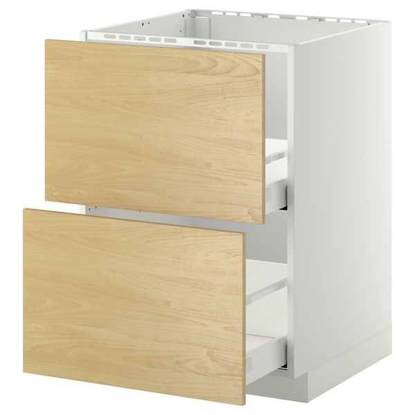 Напольный шкаф под мойку + 2 фронтальных панели, 2 ящика МЕТОД / МАКСИМЕРА, белый, Тингсрид береза - схема-чертеж с размерами