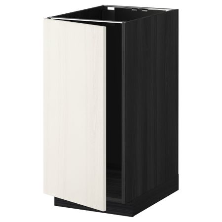 Напольный шкаф для мойки, мусорных контейнер МЕТОД, черный, Росдаль белый (40x60 см)