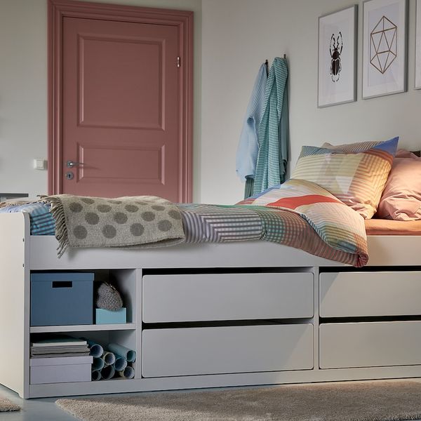 Каркас кровать, отделение для хранения + реечное дн, белый 90x200 см IKEA SLÄKT СЛЭКТ 592.919.69 - фото 13