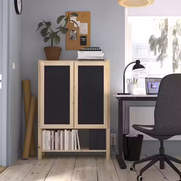 IVAR Стеллаж с дверцами - сосна/фетр 89x30x124 см - фото 2