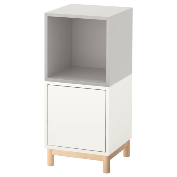 Комбинация шкафов с ножками, белый, светло-серый 35x35x80 см IKEA ЭКЕТ 691.907.19 - фото 1