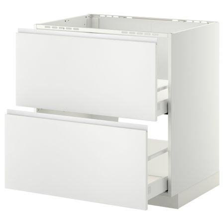 Напольный шкаф под мойку + 2 фронтальных панели, 2 ящика МЕТОД / МАКСИМЕРА, белый, Нодста белый