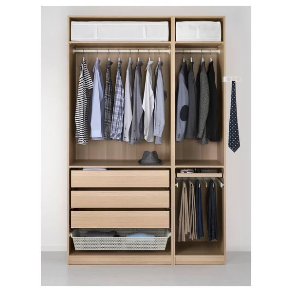 Гардероб ПАКС, под беленый дуб, Викедаль зеркальное стекло (150x60x236 см) - схема-чертеж с размерами