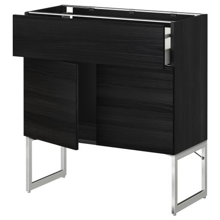 Напольный шкаф, полки, ящик, 2 двери МЕТОД / МАКСИМЕРА, черный, Тингсрид черный