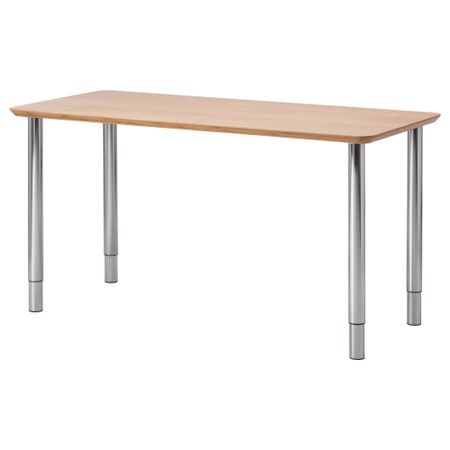 Стол ХИЛВЕР / ГЕРТОН, бамбук, хромированный (140x65 см)
