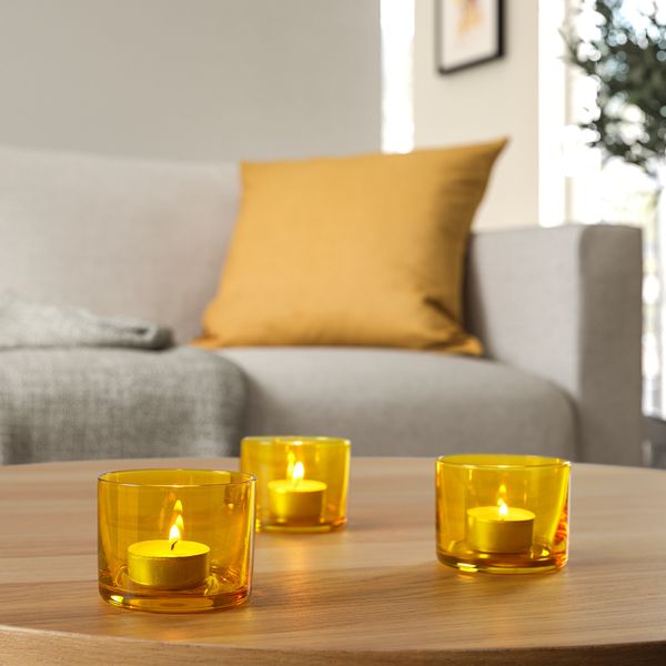 Подсвечник, ярко-желтый, 6 см IKEA BUSKBJÖRK 505.631.20 - фото 3