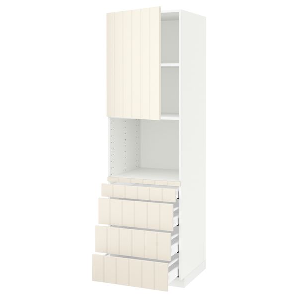 Высокий шкаф для комбинированния СВЧ, 4 ящика МЕТОД / МАКСИМЕРА, белый, Хитарп белый с оттенком - схема-чертеж с размерами