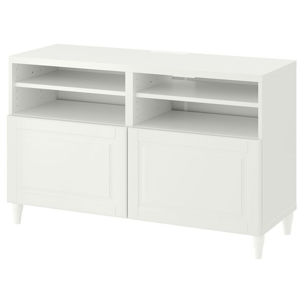 Тумба под ТВ, с дверцами, белый, СМЕВИКЕН, КАББАРП белый, 120x42x74 см IKEA BESTÅ БЕСТО 193.845.45 - фото 1