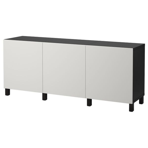 Комбинация для хранения с дверцами, черно-коричневый/Лаппвикен светло-серый 180x40x74 см IKEA БЕСТО 192.466.91 - фото 1