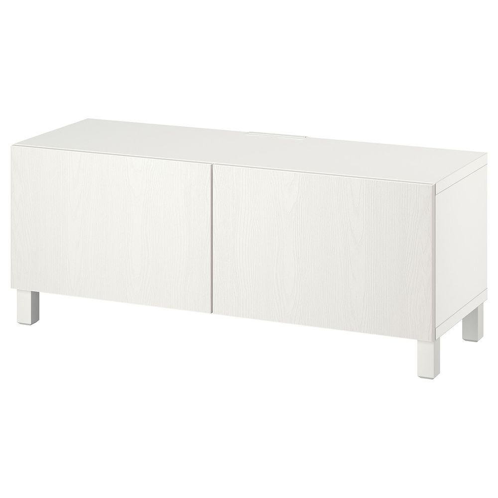 Тумба под ТВ, с дверцами, белый тиммер/стуббар/белый 120x42x48 см IKEA BESTÅ БЕСТО 694.321.48 - фото 1