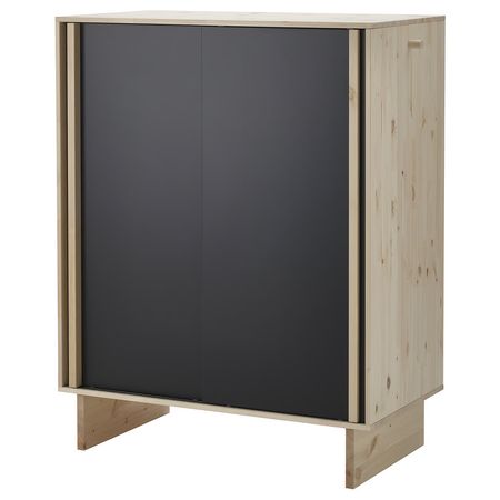 GLAMBERGET Гардероб с 3 раздвижными дверями - сосна/чёрный 117x63x150 см