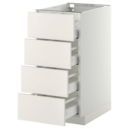 Напольный шкаф 4 фронтальных панели, 4 ящика МЕТОД / МАКСИМЕРА, белый, Веддинге белый