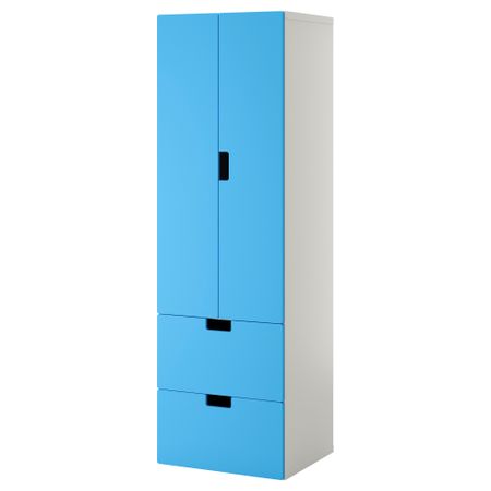 Комбинация для хранения с дверцами, ящиками СТУВА, белый, синий (60x50x192 см)