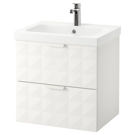 Шкаф для раковины с 2 ящиками ГОДМОРГОН / ОДЕНСВИК, Решён белый (63x49x64 см)