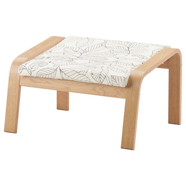 Табурет для ног ПОЭНГ, дубовый шпон, Висланда черный/белый - фото 1