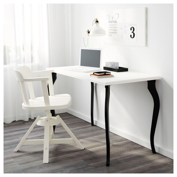 Стол КЛИМПЕН / ЛАЛЛЕ, белый, черный (120x60 см) - схема-чертеж с размерами