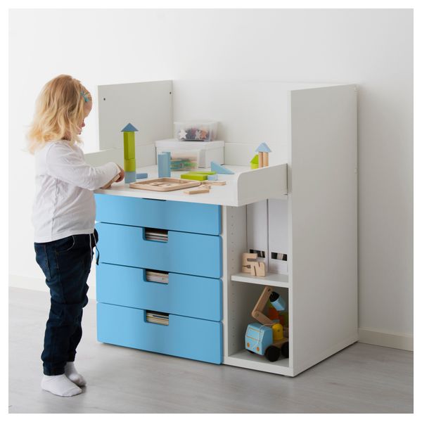 Пеленальный столик с 4 ящиками СТУВА, белый, синий (90x79x102 см) - фото 3