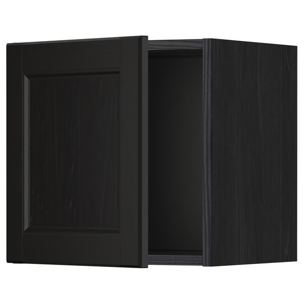 Навесной шкаф со стеклянной дверью МЕТОД, черный, Лаксарби черно-коричневый (40x40 см) - схема-чертеж с размерами