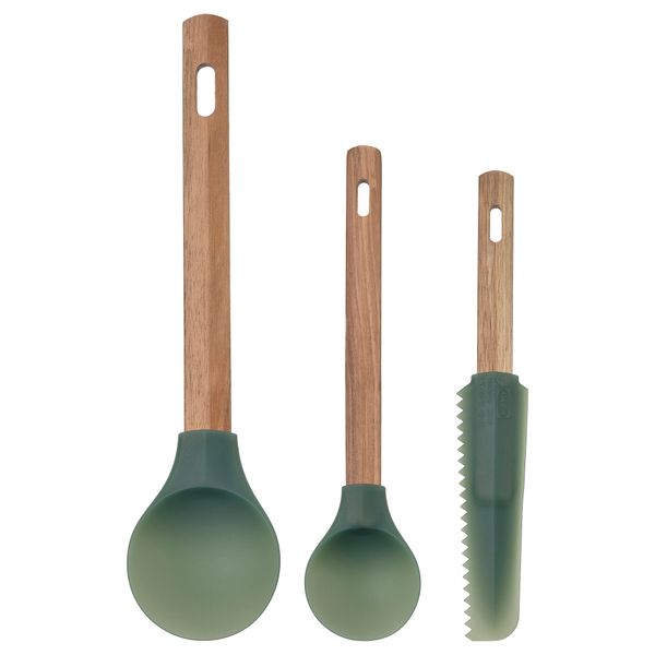 Лопаточка, 3 шт., дерево, темный серо-зеленый IKEA BÄCKRÖDING 205.613.54 - фото 2