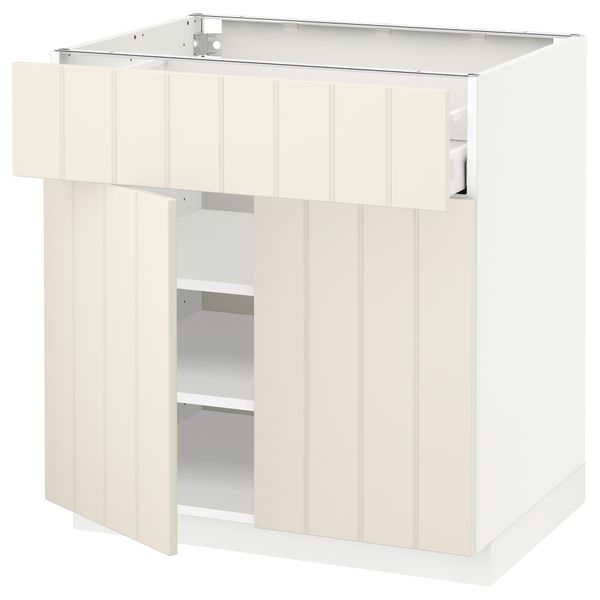 Напольный шкаф + ящик, 2 дверцы МЕТОД / МАКСИМЕРА, белый, Хитарп белый с оттенком - схема-чертеж с размерами