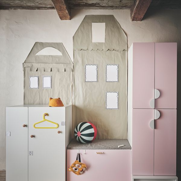 Гардероб с выдвижным модулем, 80x57x108 см, белый IKEA SMÅSTAD СМОСТАД 193.884.16 - схема-чертеж с размерами