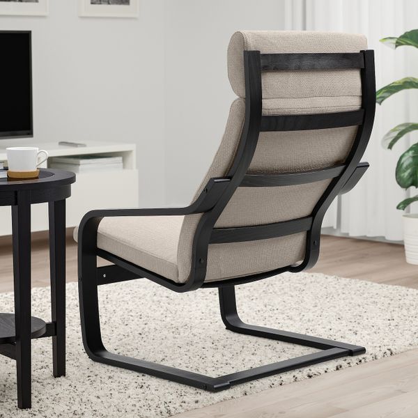 Кресло, черно-коричневый/Хили бежевый IKEA POÄNG ПОЭНГ 993.193.82 - фото 3