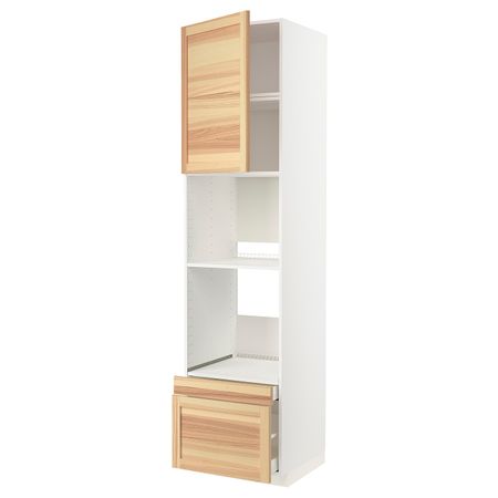 Высокий шкаф для духовки комбинированный, духовка + дверца/2ящ, белый/Торхэмн ясень 60x60x240 см IKEA METOD МЕТОД / MAXIMERA