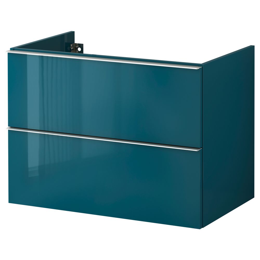 Шкаф для раковины с 2 ящиками ГОДМОРГОН, глянцевый бирюзовый - схема-чертеж с размерами