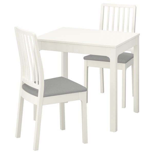 Стол и 2 стула, белый/Рамна светло-серый 80/120 см IKEA EKEDALEN ЭКЕДАЛЕН / EKEDALEN ЭКЕДАЛЕН 092.968.70 - фото 1