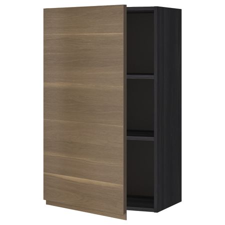 Шкаф навесной с полкой, черный/Воксторп грецкий орех 60x100 см IKEA МЕТОД 292.247.78